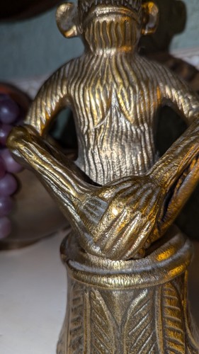 Affe Gold Zirkus Kerzenständer schrullig Metall Vintage Stil - Bild 4 von 13