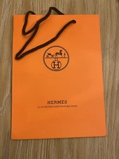 Hermes Empty Unused Orange Paper Shopping Paper Bag Authentic 11X8X3