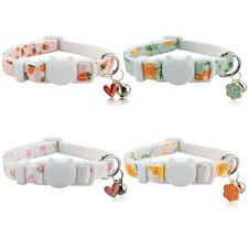 Cat Collars with Bells Breakaway Kitten Collar Cute Kitty Collar in 4 Pack Pe...