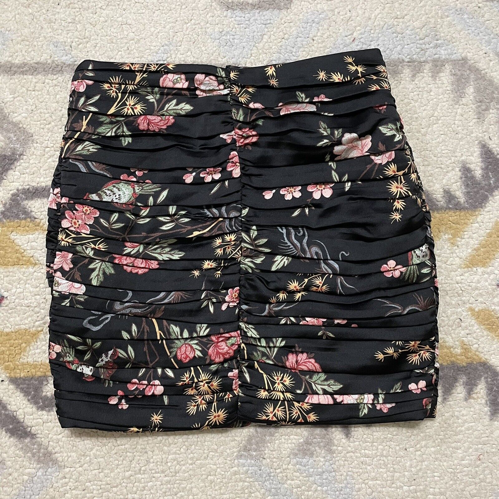 Mango MNG RUCHED Asian Oriental PRINT Short SKIRT… - image 1