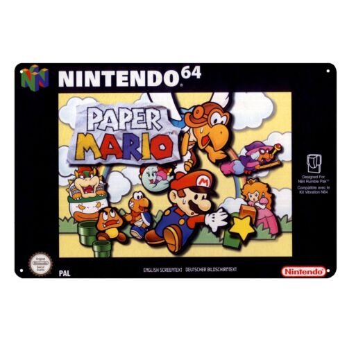 Paper Mario Nintendo 64 Poster in metallo videogioco retrò - 20x30 cm (8x12 pollici) - Foto 1 di 4