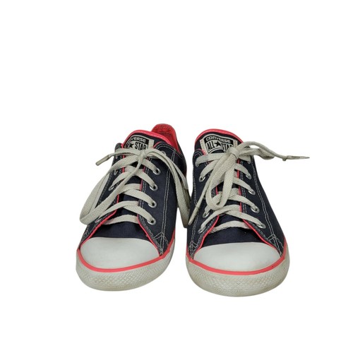 Converse Chuck Taylor All Blue Neon Pink Jean Fabric Low Top Used Sz Mens 8 W 10 - Picture 2 of 9