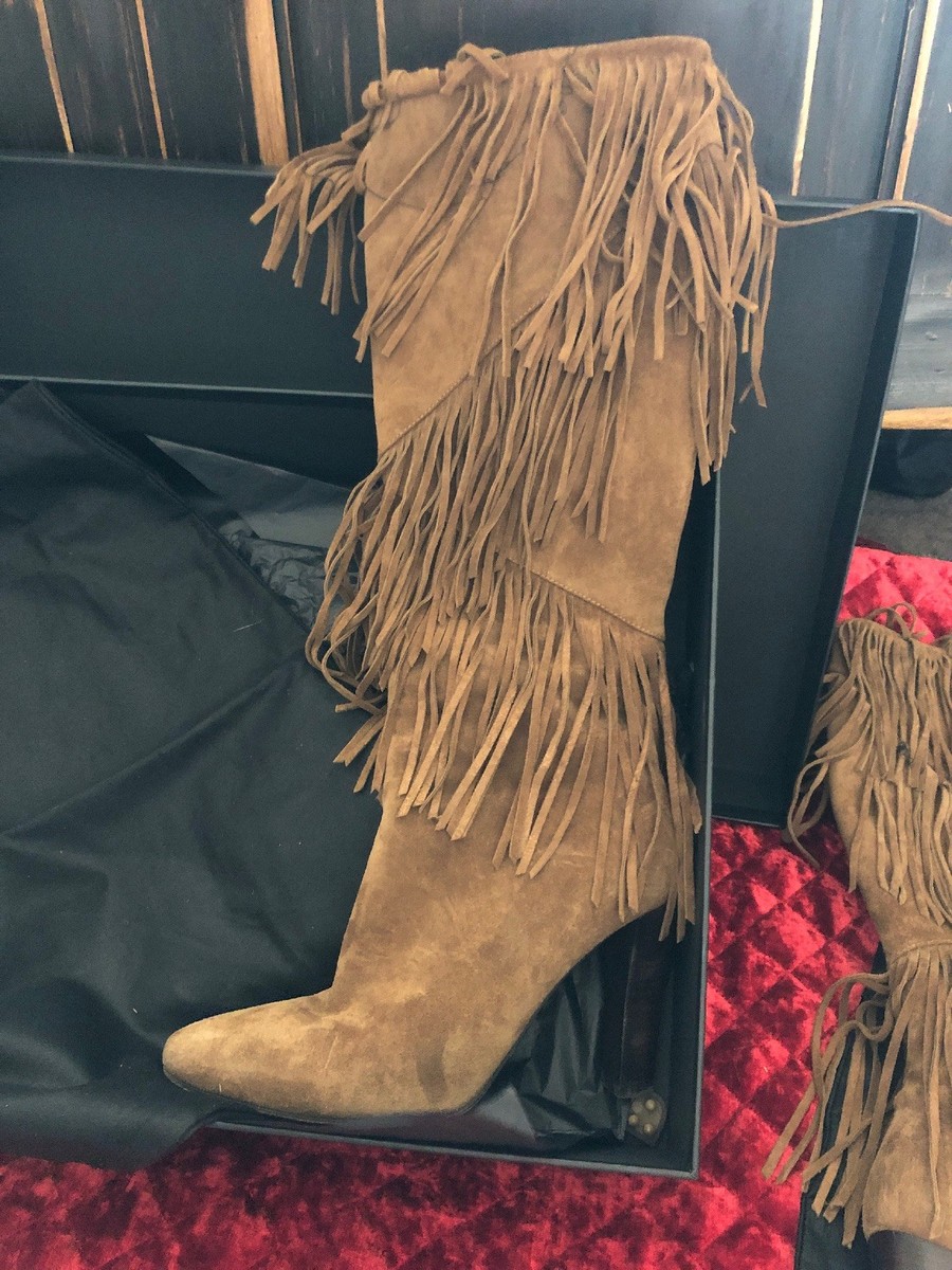 【COLOR iN ID】Fringe suede long boots 80s Suede Fringe Boots – Luxie Vintage