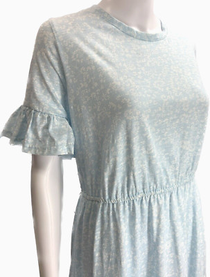 CECE Blue Sky Tiered Short Sleeve Scoop Neck Midi A-Line Dress XL MSRP $89 *Note