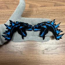 For Godzilla Badges Emblem Light Blue, 2 Badges,Fender Angry Agressive Black