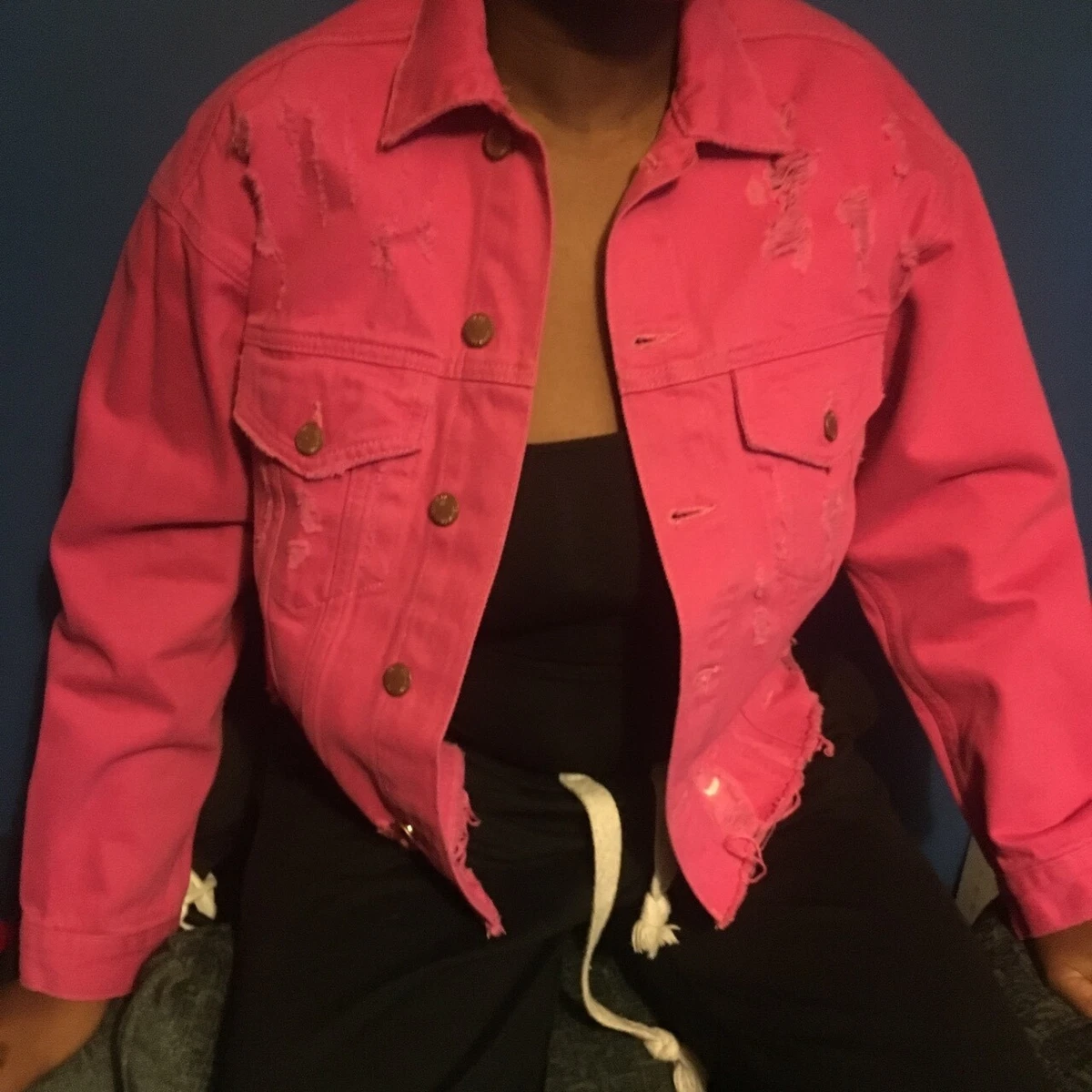 Pink denim jacket primark sales