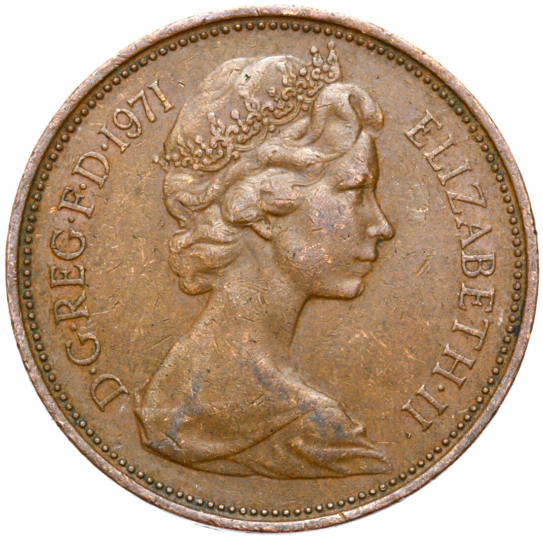 Großbritannien - England - Elizabeth II - Münze 2 NEW PENCE 1971