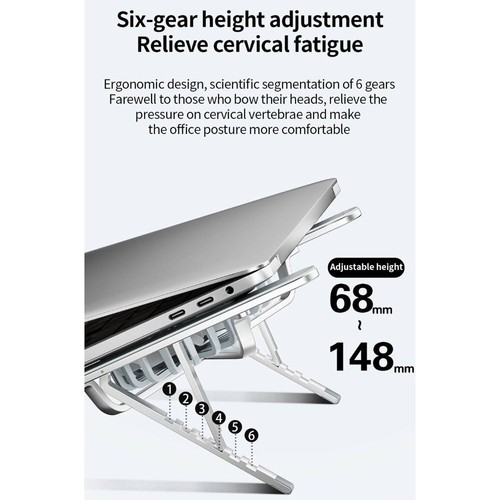 Aluminium Alloy Laptop Stand Adjustable Laptop Riser Notebook Computer - Photo 4/18