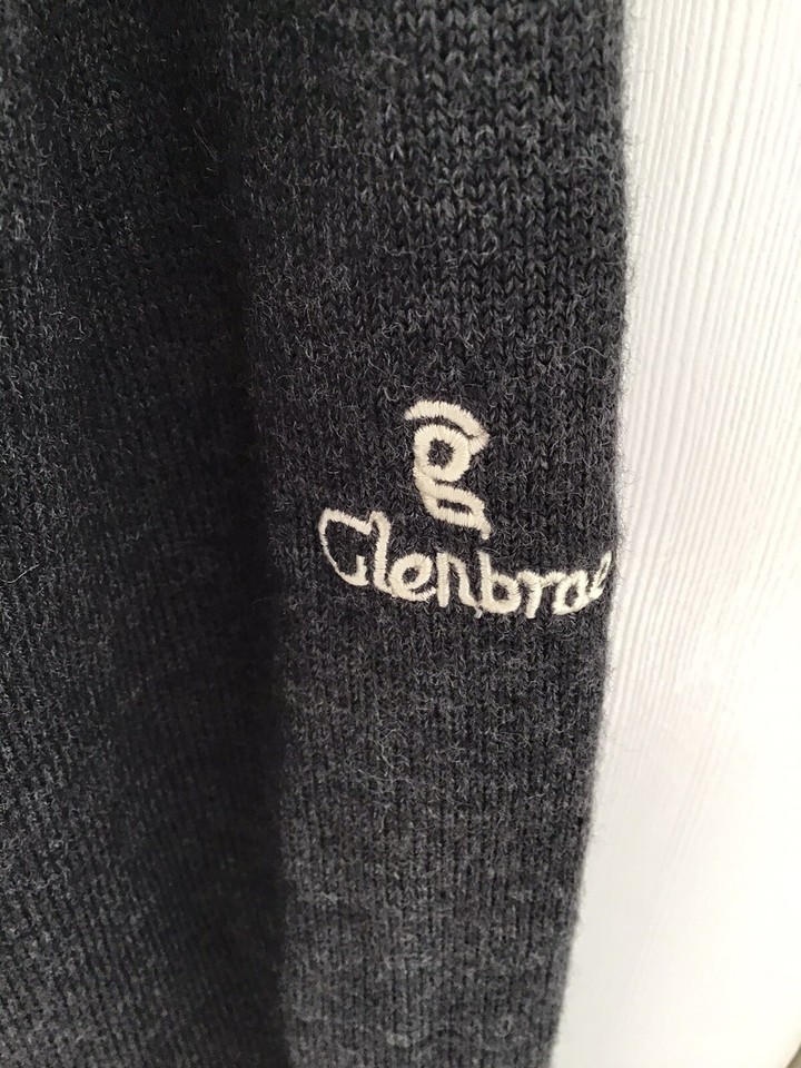 Golf Jumper Argyle Merino Glenbrae Grey White Wind Protection XL Mens