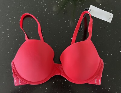 BNWT ELLE Pink Red Padded Push Up Underwired Bra Size 34D - Main Image
