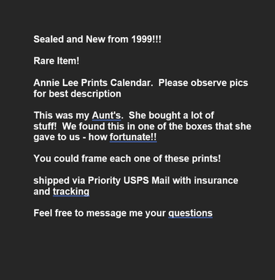 Annie Lee 1999 Calendar Collectible - Sealed & New Annie Lee Prints Calendar  | eBay