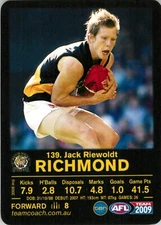 2009 Richmond Tigers AFL TeamCoach Rookie Card - Jack Riewoldt