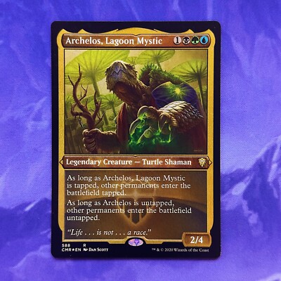 FOIL ETCHED Archelos, Lagoon Mystic CMR MTG Commander 588 Turtle Shaman