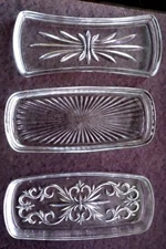 Hollowware Glass BUTTER or DRESSER TRAY LINER HOURGLASS or SCROLL Your Choice EX