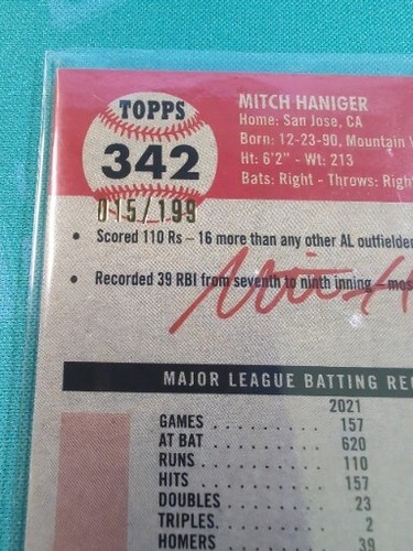 2022 Topps Chrome Platinum Mitch Haniger Blue 15/199!!!! Seattle Mariners - Picture 3 of 3