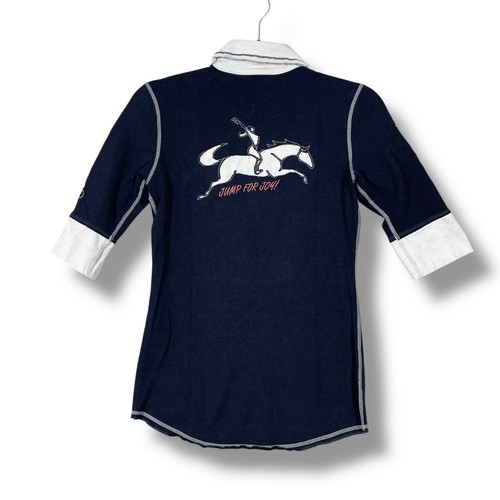 Good Rider Equestrian Polo Shirt Youth 16 Horse Riding 3/4 Sleeve Navy Blue - Picture 4 of 7