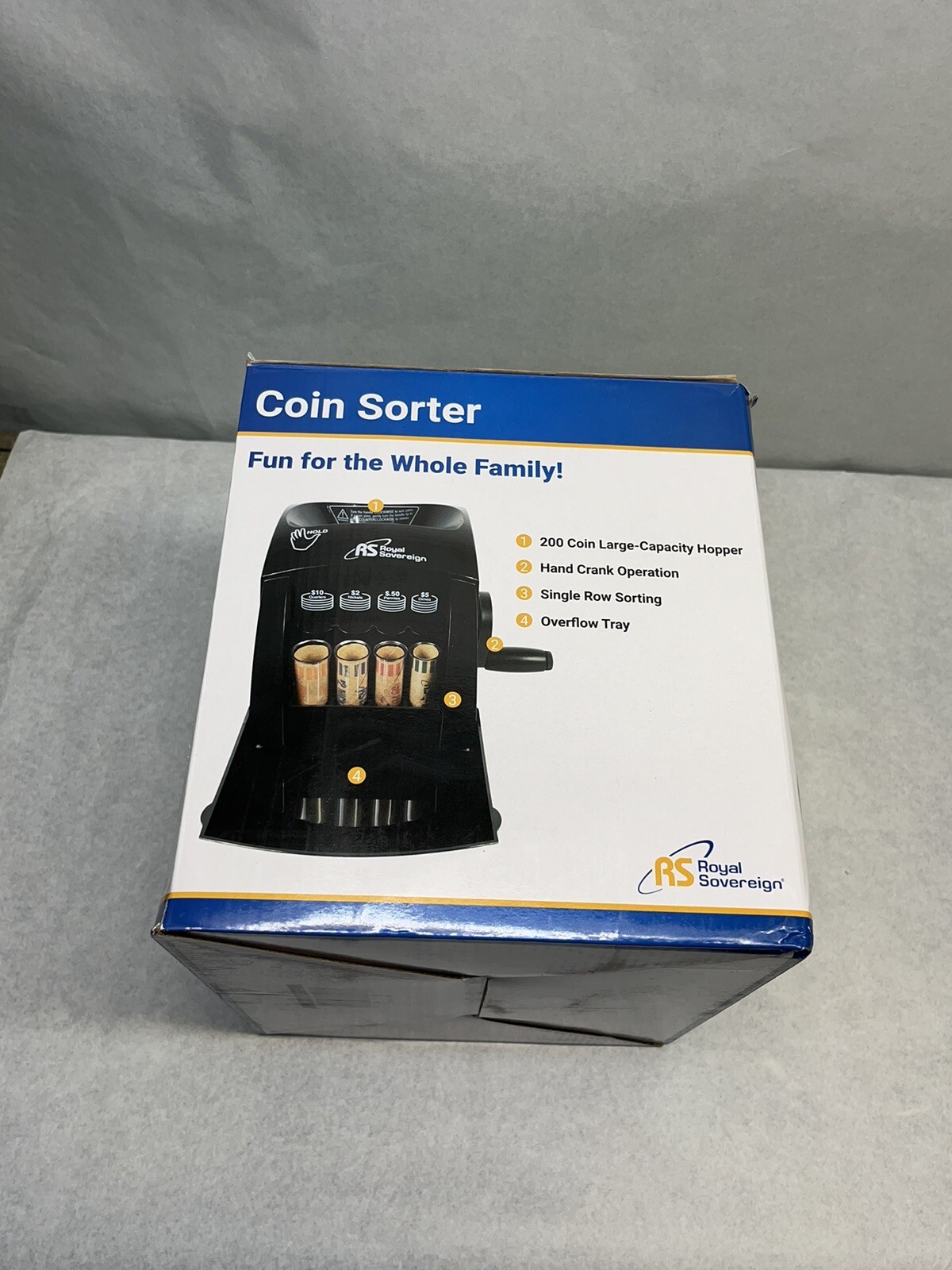 Royal Sovereign Hand Crank Coin Sorter QS1 With Manual In Box For