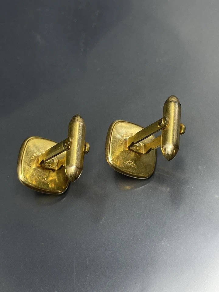 Gemelos unisex de colección placa enrollada tono dorado rosa gelatina vientre lucite cabujón Foto 4 de 4