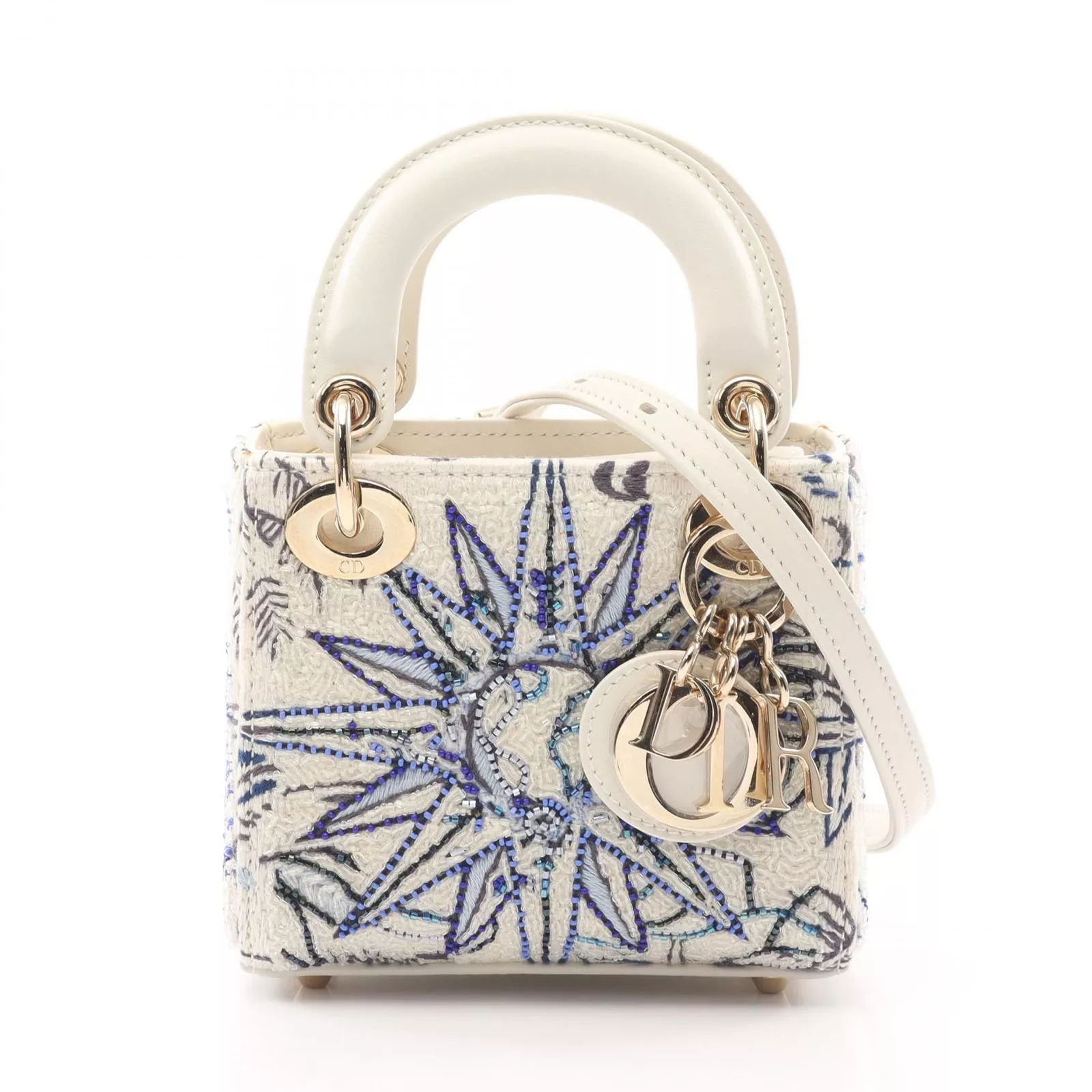 Sac bandoulière Christian Dior Lady Dior Micro main bandoulière cuir blanc occasion