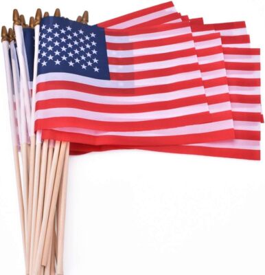 Small American Flags 5X8 Inch, 25 Pcs, Small US Flags, Mini American Flag on Sti