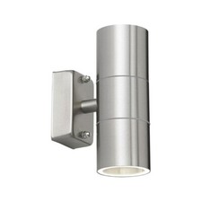 Modern Brushed Chrome Outdoor Garden Up/Down Security Wall Lights - IP44 Rated
