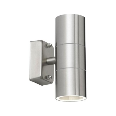 Modern Brushed Chrome Outdoor Garden Up/Down Security Wall Lights ...