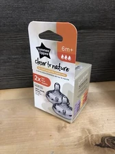 Tommee Tippee 6 Months Closer to Nature Fast Flow Nipples, 2 Count New