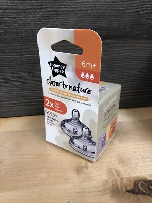 Tommee Tippee 6 Months Closer to Nature Fast Flow Nipples, 2 Count New