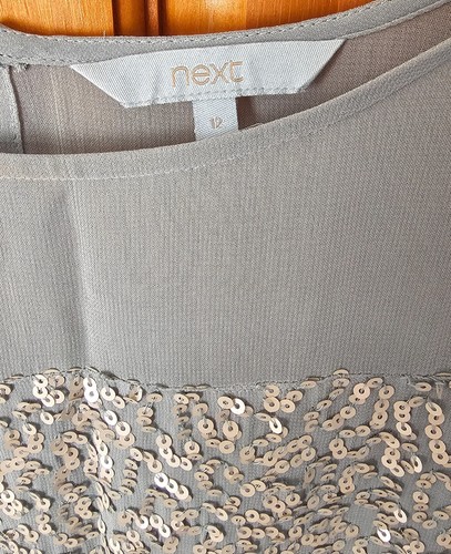 Next sage green tunic top with sequins size 12 - Picture 3 of 5