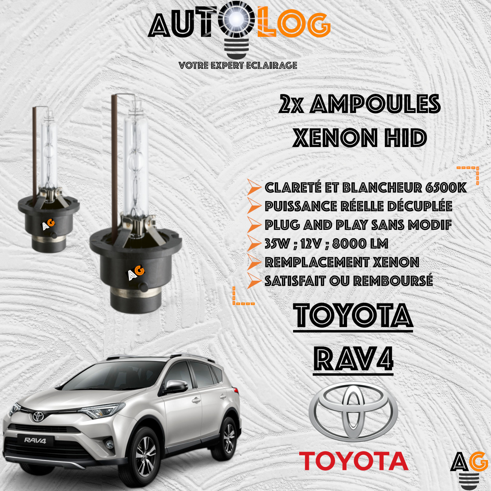 Kit 2x ampoules Xenon HID feux de croisement route pour phares Toyota RAV4