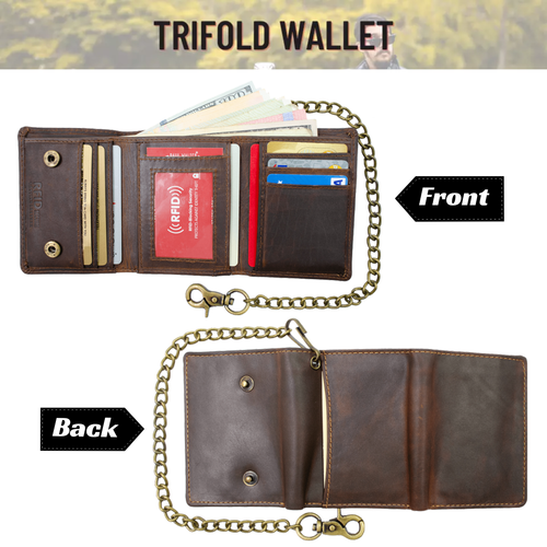 Men's Hunter Leather Wallets Bifold Trifold RFID Blocking Checkbook Cover - Picture 32 of 90
