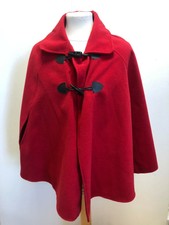 F320 Womens Luca Vanucci Red Wool Toggle Collared Poncho One Size