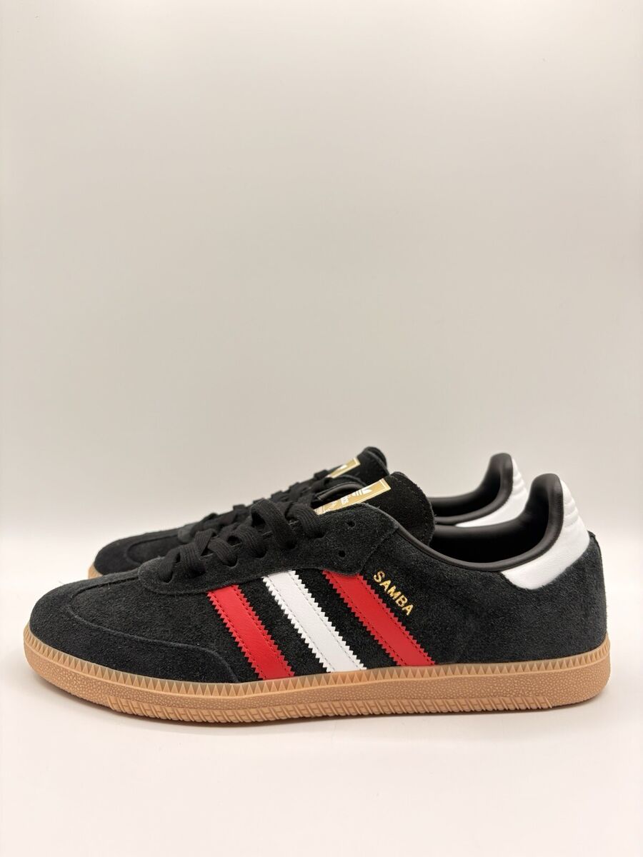 Adidas Men's Samba OG SIzes 4-12 Black White Scarlet |IG1824 Adidas Men's Samba OG SIzes 4-12 Black White Scarlet |IG1824