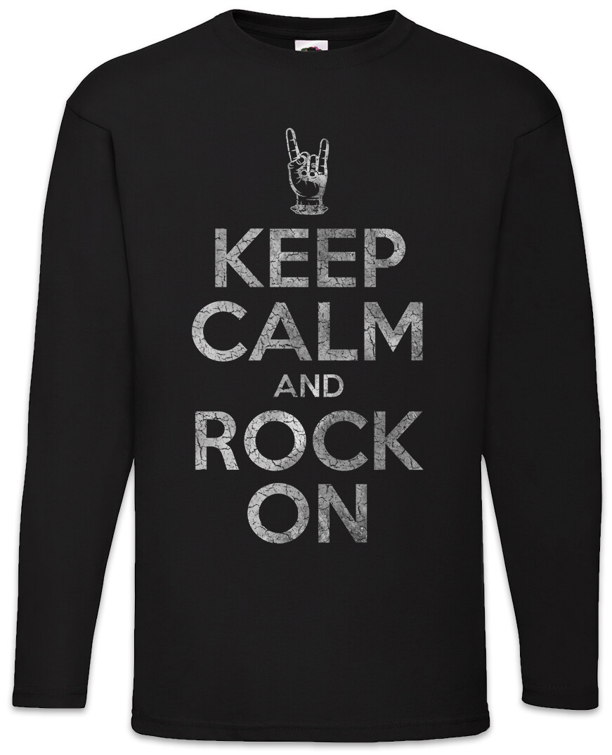 ALTRA T shirt manica lunga uomo Keep Calm And Rock On Hard Sign simbolo mano logo divertente