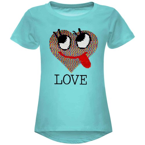 Sparkling Reversible Sequin T-Shirt With Cute Heart Design For Kids Girls 22605 - Picture 20 of 38
