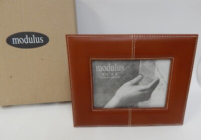 Modulus Sienna Brown Leather 3.5'' x 5'' Easel Photo Picture Frame NEW