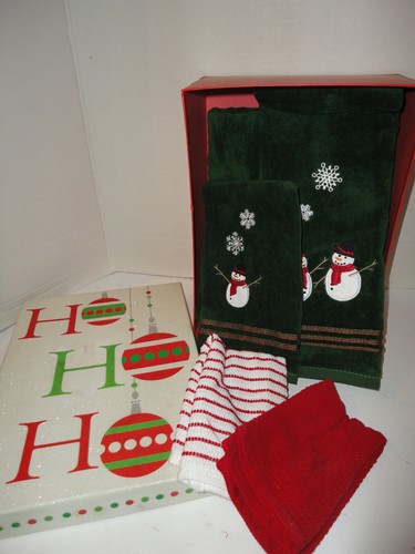 Kohl's Christmas Towel 5 PC Set Snowman w/ Gift Box NWOT | eBay
