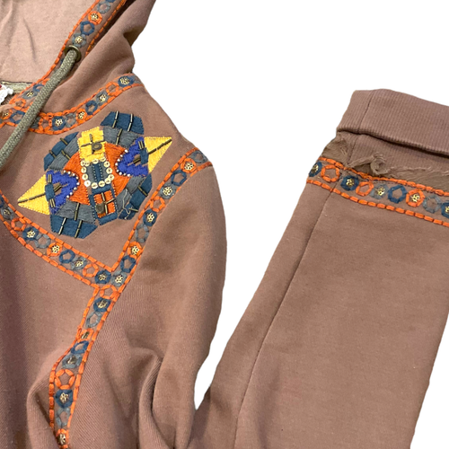 Sweet Miss Me womens hoodie zip Sz Medium full pockets brass bead Embroidered s - Picture 5 of 12