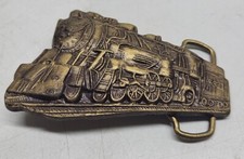 Vintage Solid Brass Train Engine Locomotive Brass Belt Buckle 5321