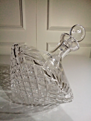 Vintage (New) Astral Lead Crystal Hand Blown/Cut 12'' Side Balanced Wine Decanter