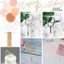 "One" Cake Topper, for Baby 1st Birthday Party Decor Dessert Gifts Acrylic