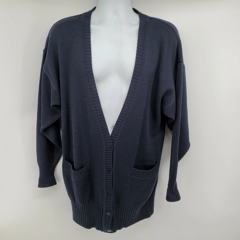 Suéter Cárdigan de Lana Mondi Talla 38 EE. UU. M/L Gran Tamaño Azul Marino De Colección Alemán Foto 3 de 4