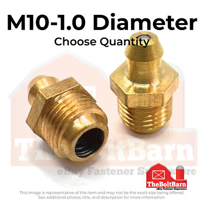 M10-1.0 Zerks Grease Fitting Straight Hydraulic Brass (Choose Quantity)