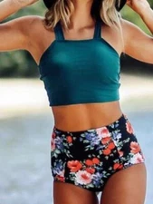 Women's Split High Waist Skinny Bikini Swimsuit Bikini