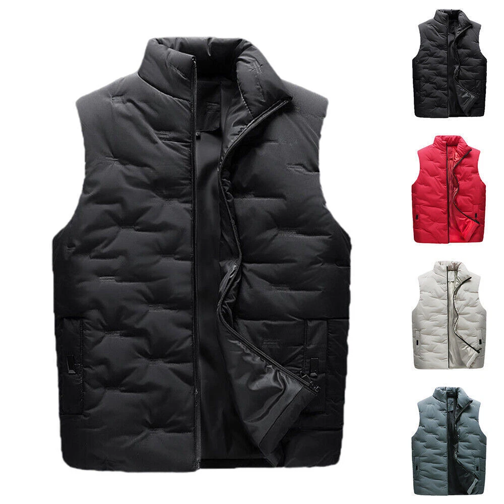 Men Casual Warm Sleeveless Gilet Jacket Body Warmer Waistcoat Padded Quilted UK