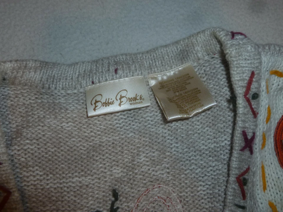 BOBBIE BROOKS UGLY SWEATER VEST SZ  18/20 W SCARECROWS HALLOWEEN FALL SQUASH  - Image 4 of 4