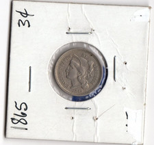 1865 Three Cent Piece Early RARE U.S. TYPE COIN CIVIL WAR ERA!