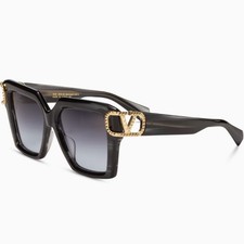 New Valentino Black and Gold Women's Sunglasses, V UNO VLS 107A, Authentic