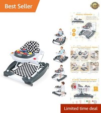 Portable 6-in-1 Baby Walker - Activity Center with Adjustable Height for 6-14 Mo