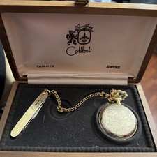 Colibri Swiss Quartz Pocket Watch Knife Set Hunting Scene Ducks Boxed